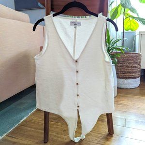 Madewell Texture & Thread sleeveless tie-front cotton top with buttons
